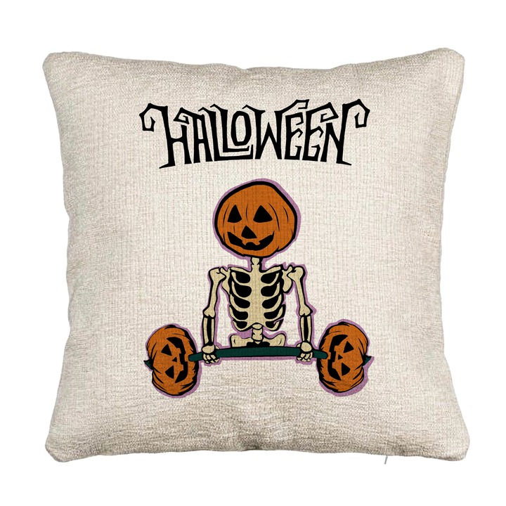 Perna Decorativa Canapea cu motiv Sechelet de Halloween 2, 40x40 cm, Cu fermoar
