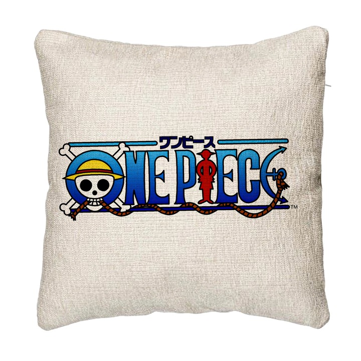 Perna Personalizata Canapea cu Onne Piece, 40x40 cm, Cu fermoar