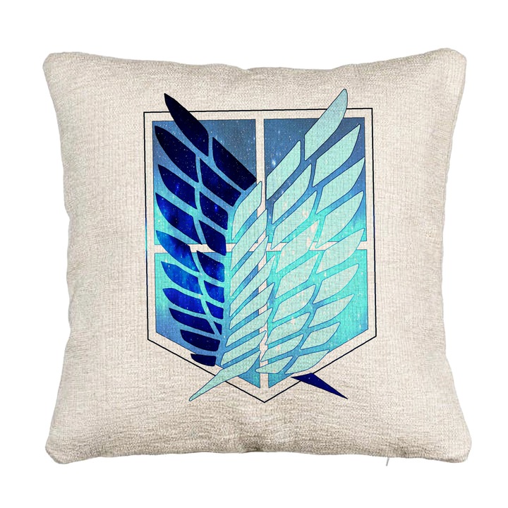 Perna Decorativa Canapea cu Attack on Titan Symbol, 40x40 cm, Cu fermoar