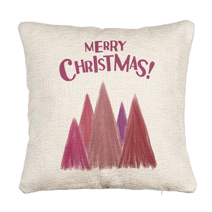 Karácsonyi kanapé dekoratív párna fenyőfa szín és szöveg, 40x40 cm, cipzárral