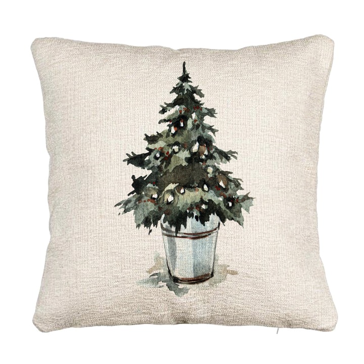 Perna Personalizata Canapea cu tematica de Craciun, Brad 1, 40x40 cm, Cu fermoar