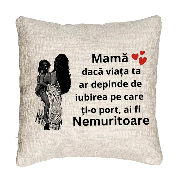 Perna Personalizata Canapea, Model pentru Mama 1, 40x40 cm, Cu fermoar