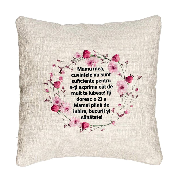 Perna Personalizata Canapea, Model cu Model pentru Mama cu text 40x40 cm, Cu fermoar