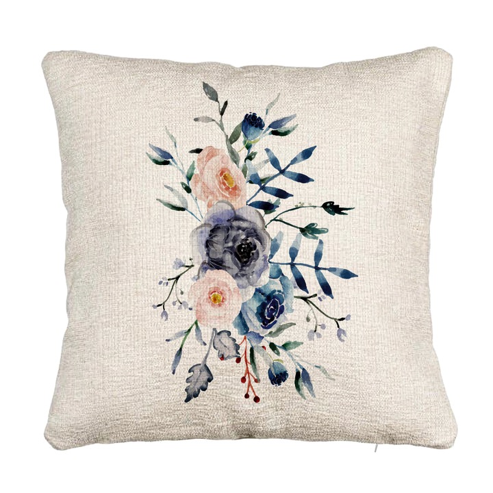 Perna Decorativa Canapea, Model Florale Bejstre, 40x40 cm, Cu fermoar