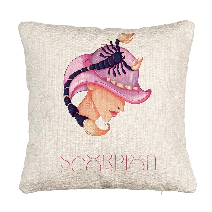 Kanapé dekoratív párna, Scorpio Zodiac modell, 40x40 cm, cipzárral