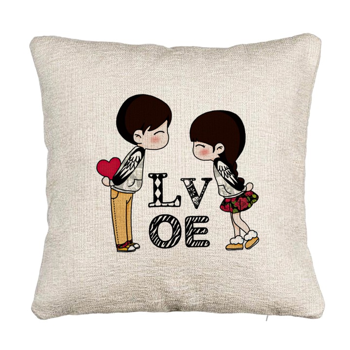 Perna Decorativa Canapea, Model Super Love, 40x40 cm, Cu fermoar