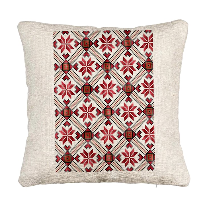 Perna Decorativa Canapea, Model cu Motive Romanesti 2, 40x40 cm, Cu fermoar