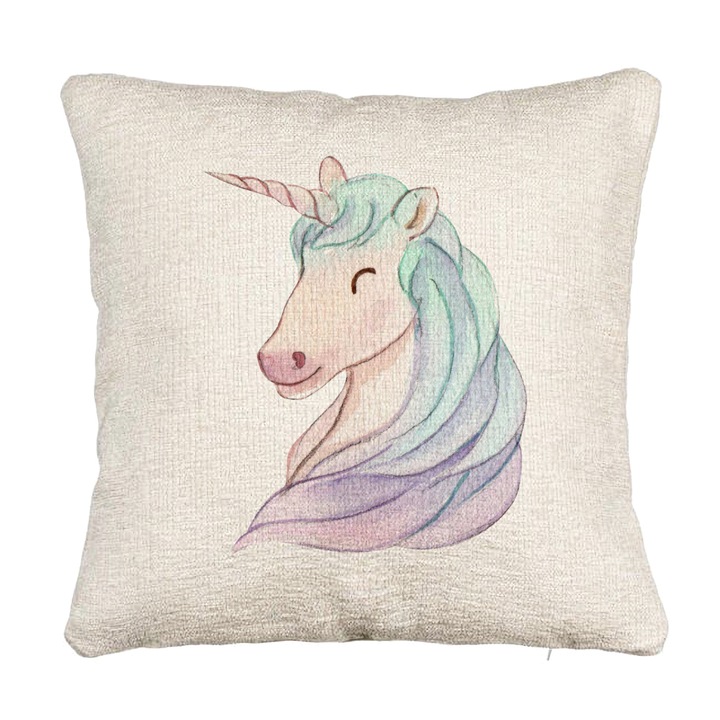 Kanapé dekoratív párna, Unicorns Modell, 40x40 cm, Cipzárral