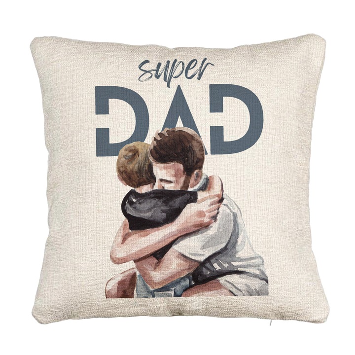 Perna Decorativa Canapea, Model Super Dad Baieti, 40x40 cm, Cu fermoar