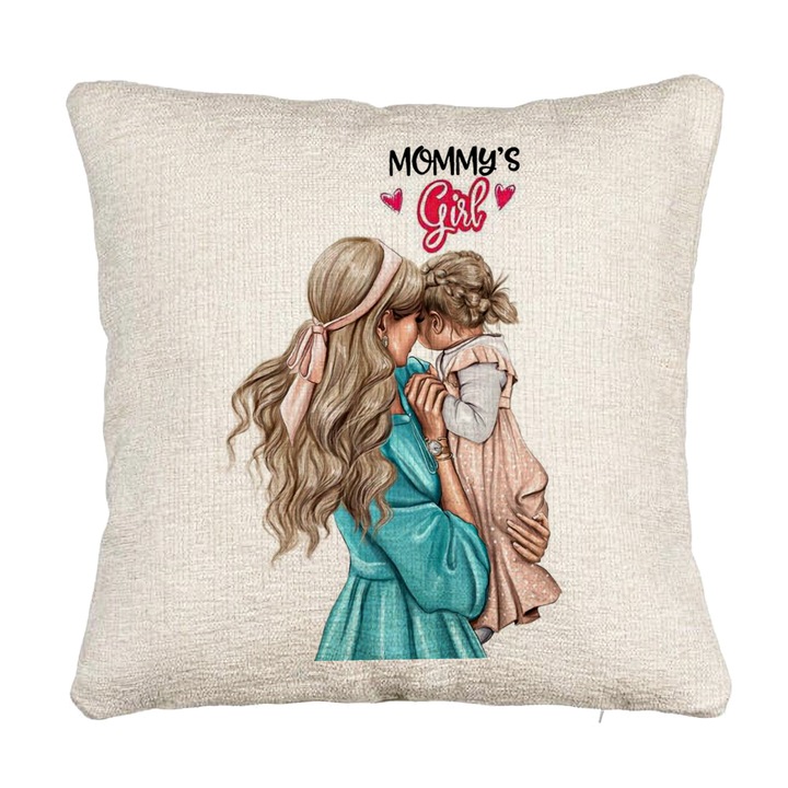 Perna Decorativa Canapea, Model Mommy's Girl, 40x40 cm, Cu fermoar