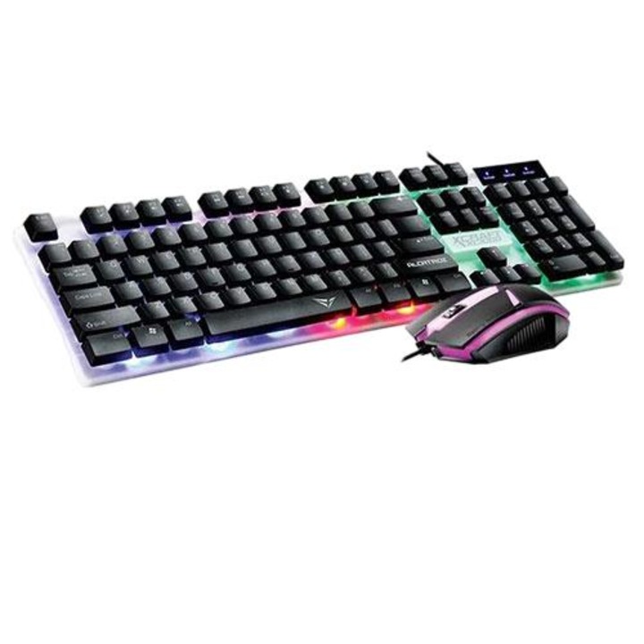 Set Tastatura si Mouse Gaming, Alcatroz, RGB, LED, Multicolor
