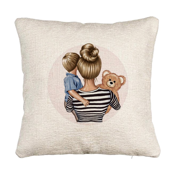 Perna Decorativa Canapea, Model Mommy's Boy, 40x40 cm, Cu fermoar