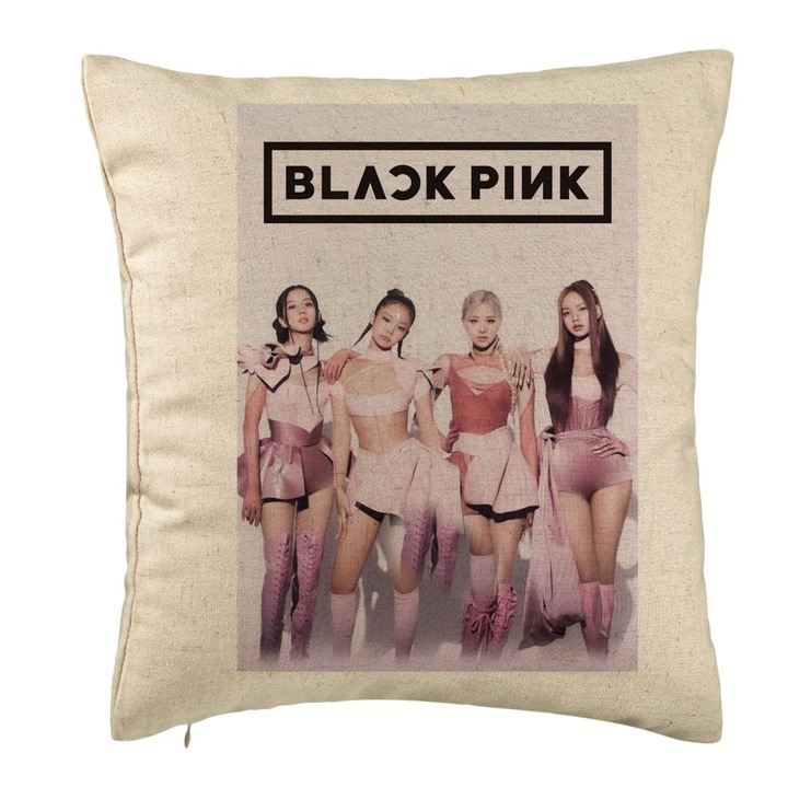 BlackPink dekoratív párna, 4-es modell, 40x40 cm, bézs, levehető huzat, fújtató