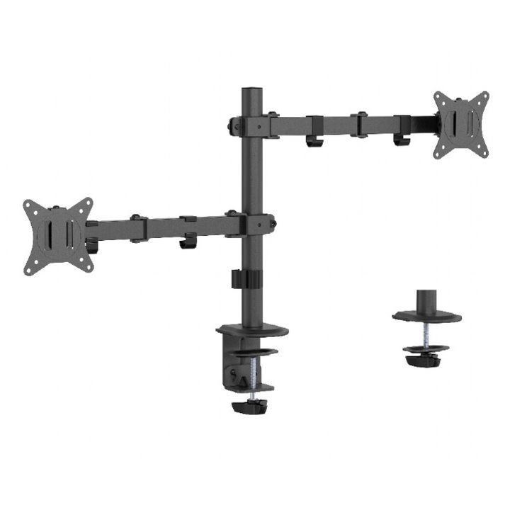 Suport monitor dublu, GEMBIRD, 17''-32'', Negru