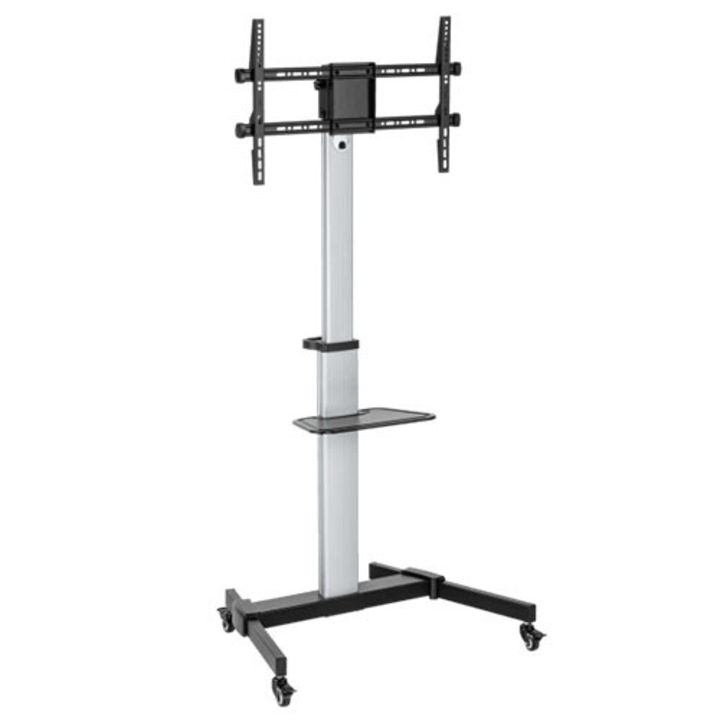 SBOX FS-444 37"-86" TV mobil állvány - Fekete/Ezüst (FS-444)