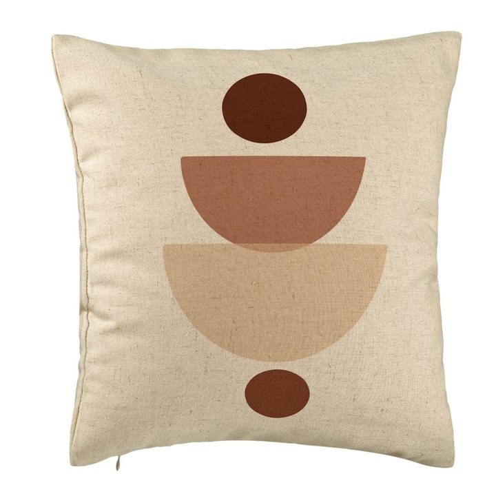 Perna Decorativa, Model cu Model Abstract Creativ 2, 40x40 cm, Bej, Husa Detasabila, Burduf