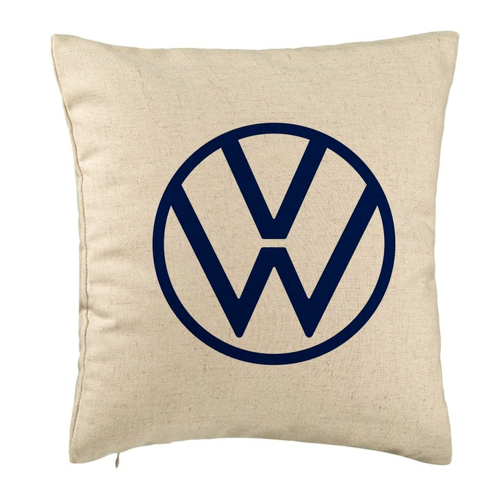 Perna Personalizata, Model Volkswagen, 40x40 cm, Bej, Husa Detasabila, Burduf