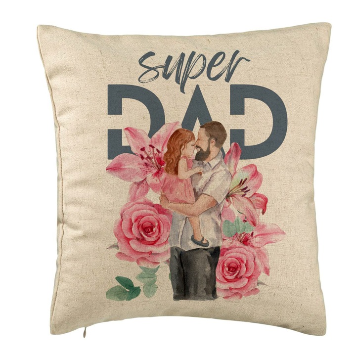 Perna Decorativa, Model Super DAD Fetite, 40x40 cm, Bej, Husa Detasabila, Burduf