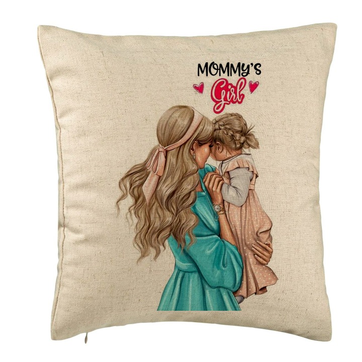 Perna Decorativa, Model Mommy's Girl, 40x40 cm, Bej, Husa Detasabila, Burduf
