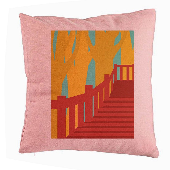 Perna Personalizata, Model Bridge Art, 40x40 cm, Roz, Husa Detasabila, Burduf