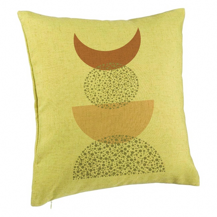 Perna Decorativa, Model Abstract Creativ 10, 40x40 cm, Verde, Husa Detasabila, Burduf