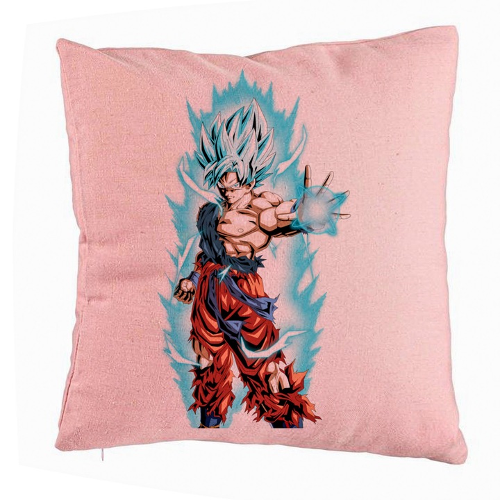 Dekoratív párna Goku Vegeta Super Saiya Saiyan Dragon Ball-al, 40x40 cm, rózsaszín, levehető huzat, fújtató