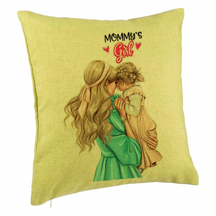 Perna Decorativa, Model Mommy's Girl, 40x40 cm, Verde, Husa Detasabila, Burduf