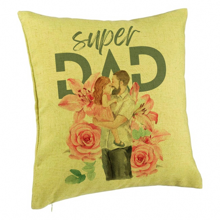 Perna Decorativa, Model Super DAD Fetite, 40x40 cm, Verde, Husa Detasabila, Burduf