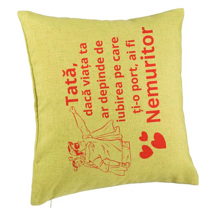 Perna Personalizata, Model pentru Tata 11, 40x40 cm, Verde, Husa Detasabila, Burduf