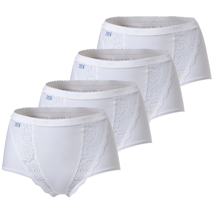Sloggi, Бикини Chic Maxi с дантела - 4 чифта, Бял, 44