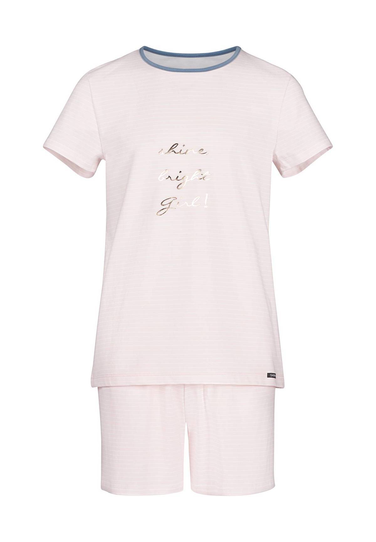 Skiny, Pijama din amestec de bumbac cu pantaloni scurti, Bej, 140 CM