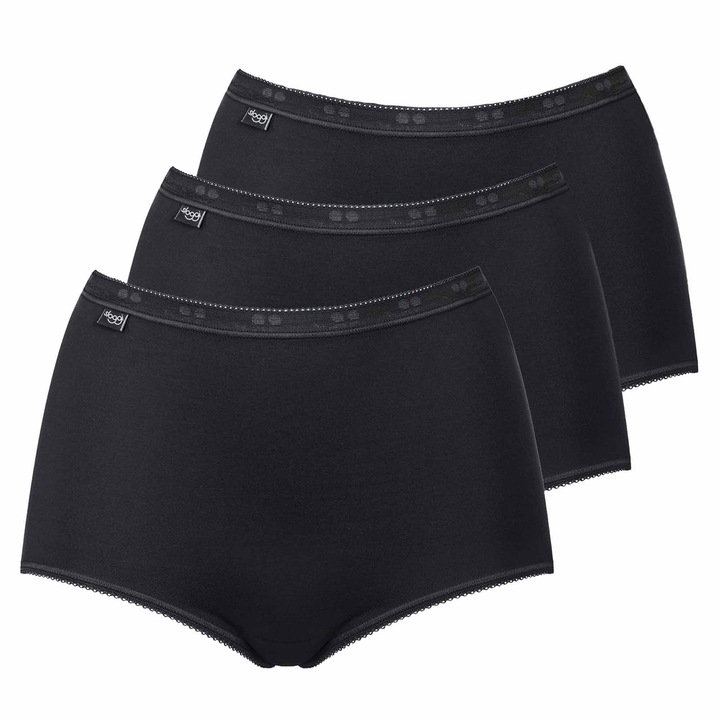 Sloggi, Set de boxeri cu talie inalta Basic+ - 3 perechi, Negru