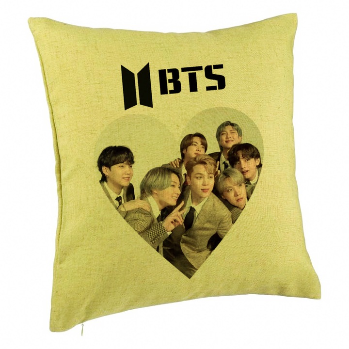 Perna Personalizata BTS Army 4, 40x40 cm, Verde, Husa Detasabila, Burduf