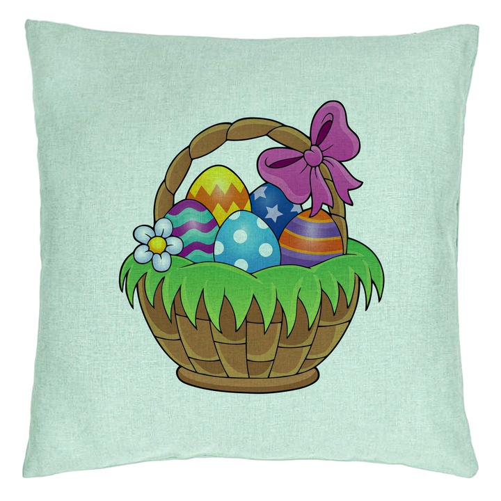 Perna Decorativa, Model Cos Pascal, 40x40 cm, Verde Menta, Husa Detasabila, Burduf