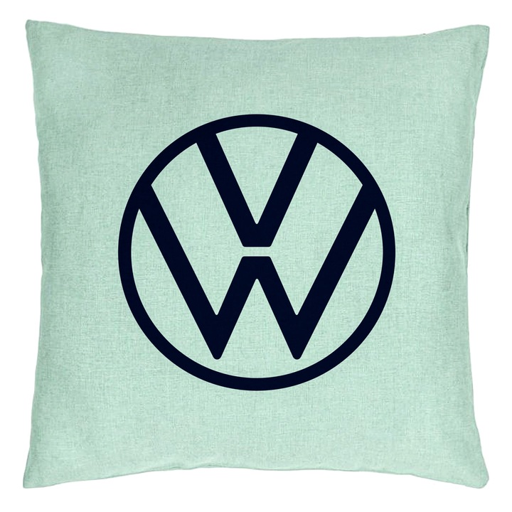 Perna Decorativa, Model Volkswagen, 40x40 cm, Verde Menta, Husa Detasabila, Burduf
