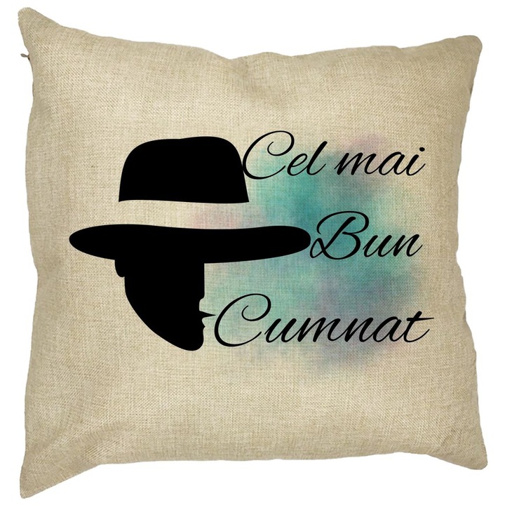 Perna Personalizata pentru Cumnat 3, 40x40 cm, Husa Detasabila, Burduf