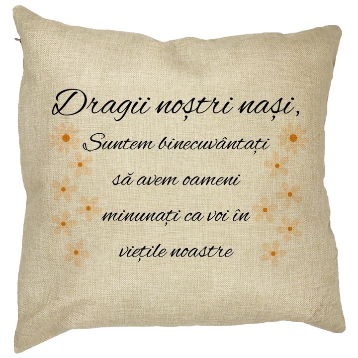 Perna Personalizata pentru Nasi 3, 40x40 cm, Husa Detasabila, Burduf