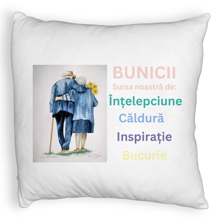 Perna Decorativa Fluffy, pentru Bunici 8, 40x40 cm, Alba, Husa Detasabila, Burduf