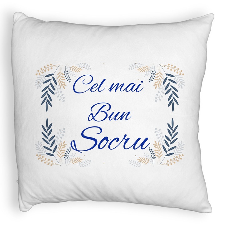 Perna Decorativa Fluffy, pentru Socrul 1, 40x40 cm, Alba, Husa Detasabila, Burduf