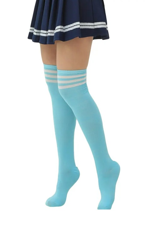 Sosete dama, model lung peste genunchi, elegant si versatil, tematica school fashion, marime 38 – 42, albastru deschis, EFAYN