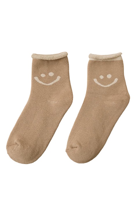 Sosete dama, model prietenos cu zambet, tematica I am friendly, marime 38 – 42, maro, EFAYN