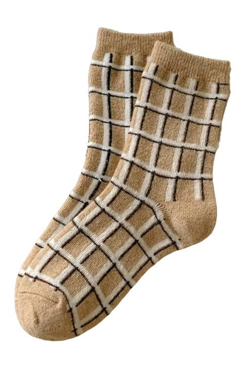 Sosete dama, model calduros cu imprimeu grafic, tematica fashion winter, marime 38 – 42, bej, EFAYN