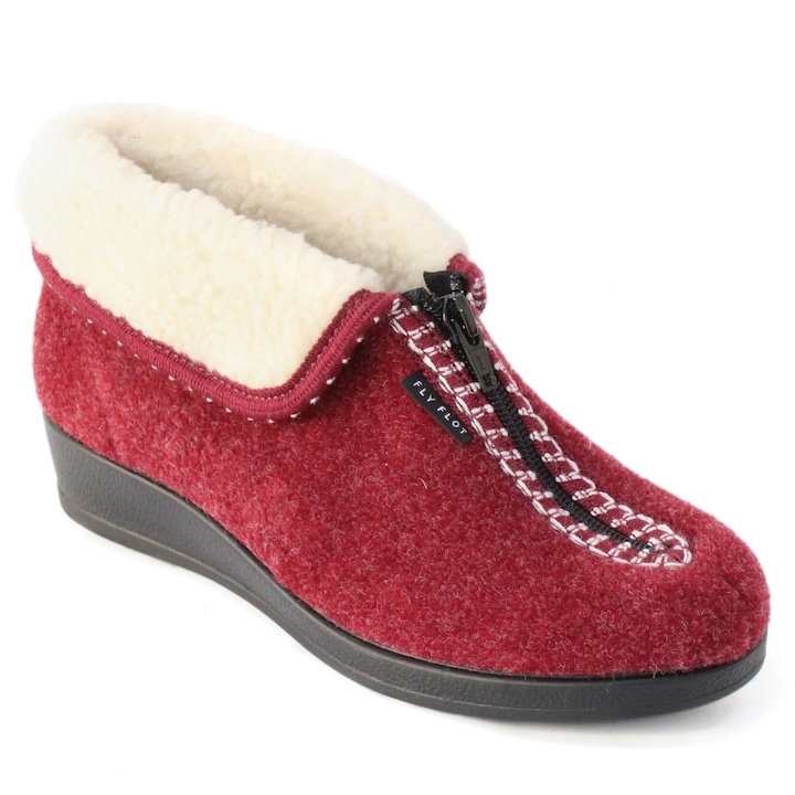 Fly Flot Fly Flot női bebújós cipzáras házicipő - mamusz Q3U04 IW piros 07177
