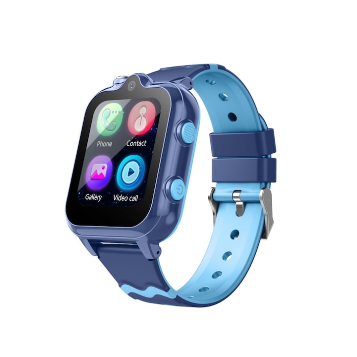 Gyerek GPS okosóra helymeghatározással és telefonnal KT18, AMYMAT 1,7 hüvelykes RETINA, 4G LTE, videohívás, dupla HD kamera, Wi-Fi, vízálló IP67, telefon, bluetooth, SOS, kémfelügyelet, kék