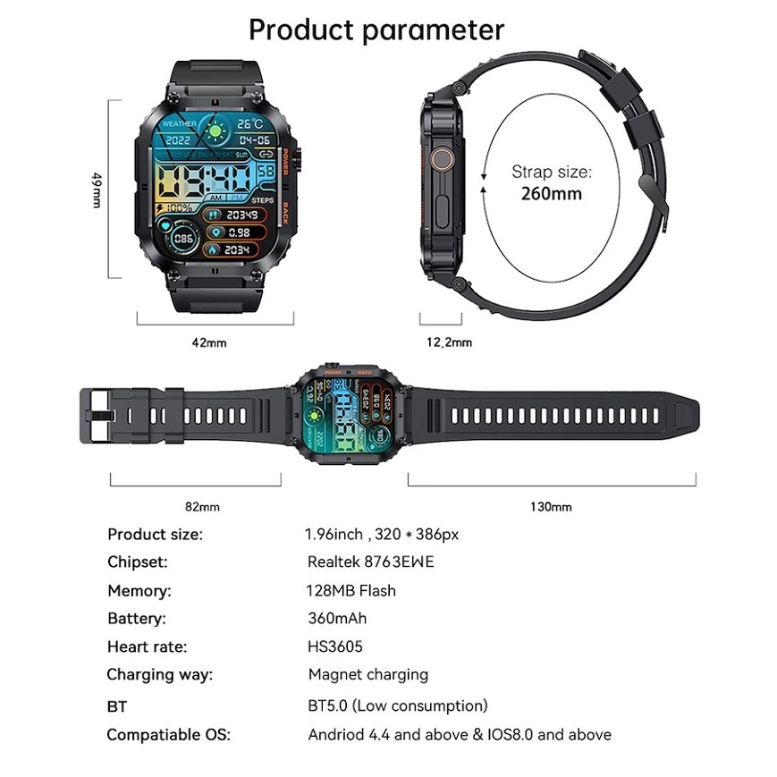 Ceas Timer Ceas Smartwatch ACFAPRO™, ecran 1.96
