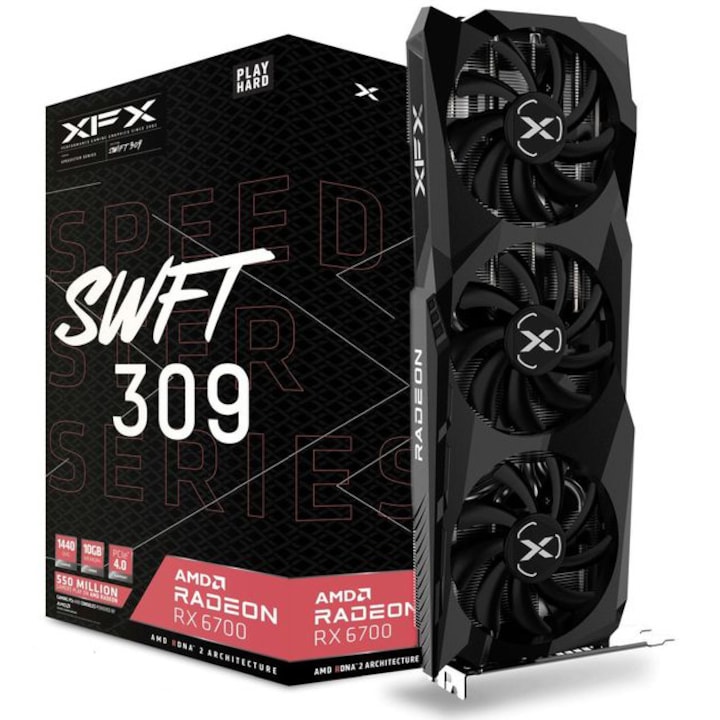 Видеокарта XFX Radeon™ RX 6700 SPEEDSTER SWFT 309, 10GB GDDR6, 160-bit