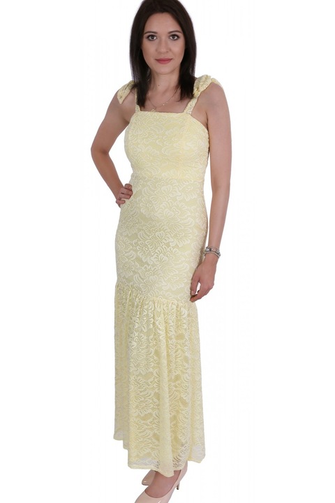 Rochie, John Zack maxi galbena, din dantela, L INTL