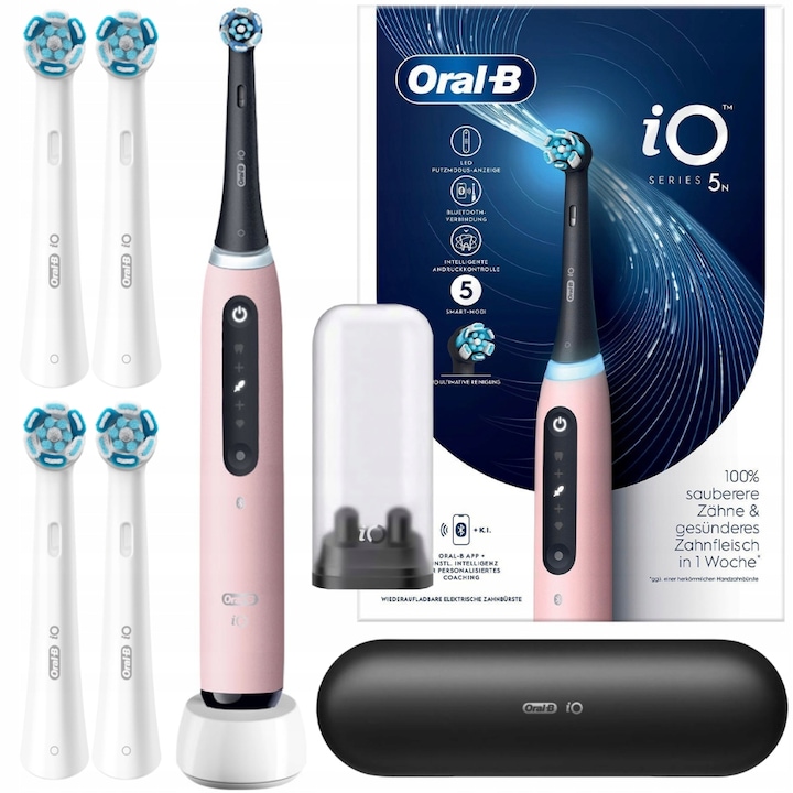 Szett, elektromos fogkefék, Oral-B iO Series 5 Pink, Pink, 4x Reserva Ultimate Clean
