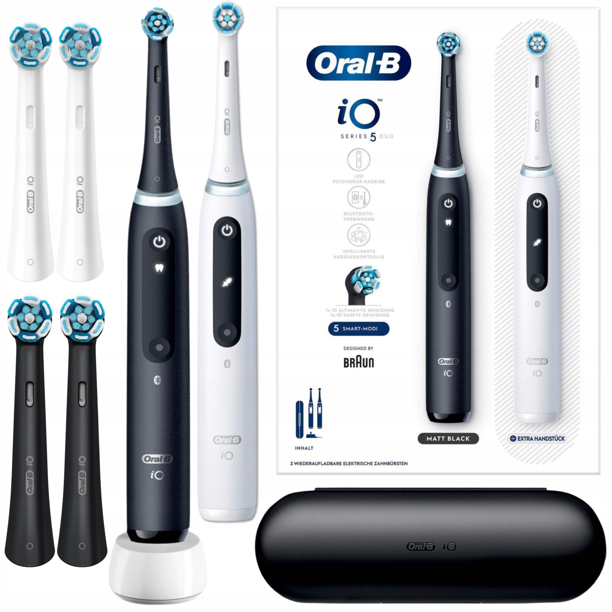 Set, Periute De Dinti Electrice, Oral-B IO Series 5 DUO, Alb, Negru, 4x ...