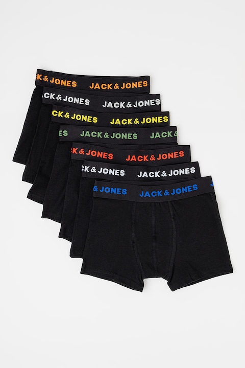 Jack & Jones, Боксерки с лого, 7 чифта, Черен, 128 CM